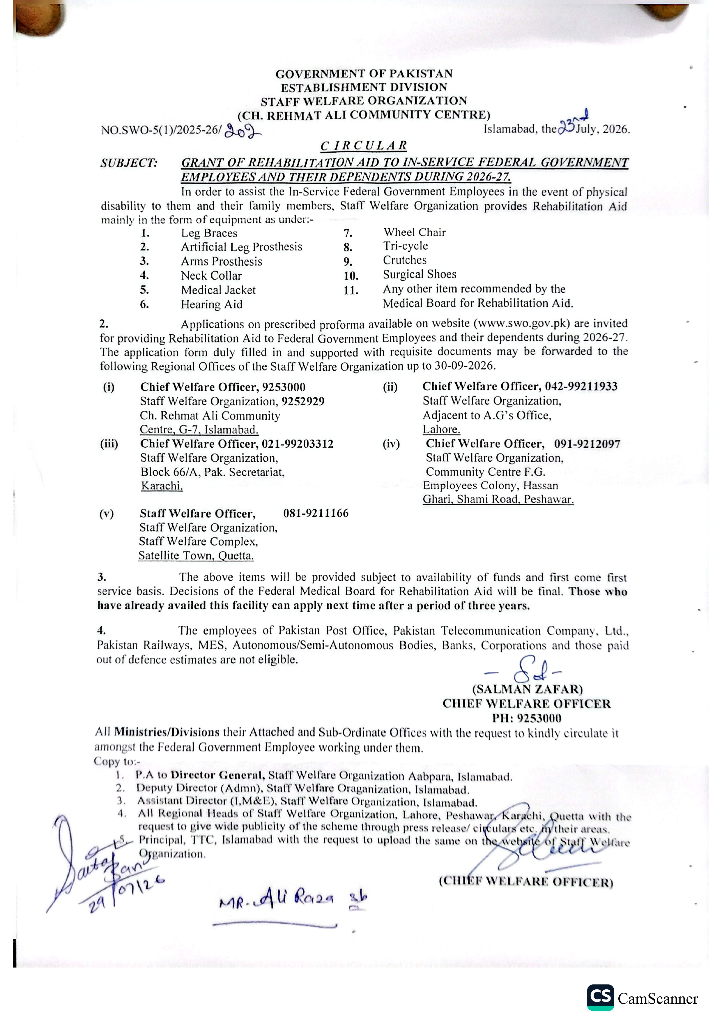 Grant of Rehabilitation Aid For FY2026-27